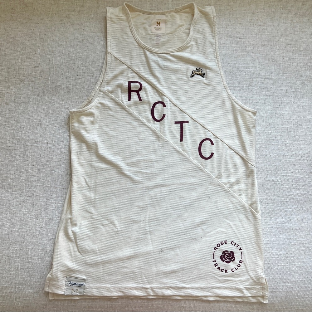 Tracksmith Rose City Tank Top Women’s Medium RCTC Track Club Mesh Ivory Singlet